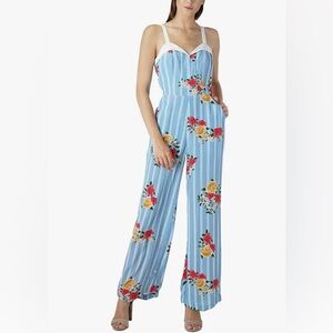 NWOT Adelyn Rae stripe and floral print jumpsuit.